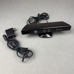 Microsoft Xbox 360 Kinect Black 1414 With Power Adapter Supply TESTED